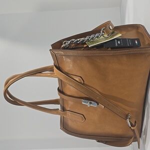 NWT ✅ CAVALCANTI Italian Leather RICH TAN Satchel #5062 ✨ Brand New with Tags
